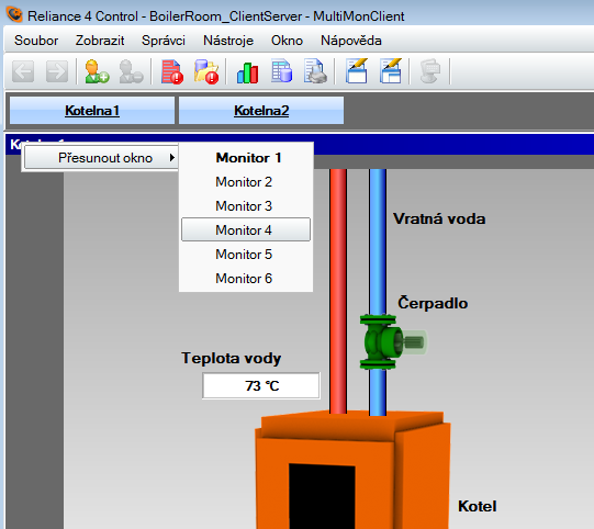 Reliance Control – příkaz Přesunout okno