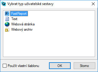 Výběr typu uživatelské sestavy, Reliance SCADA