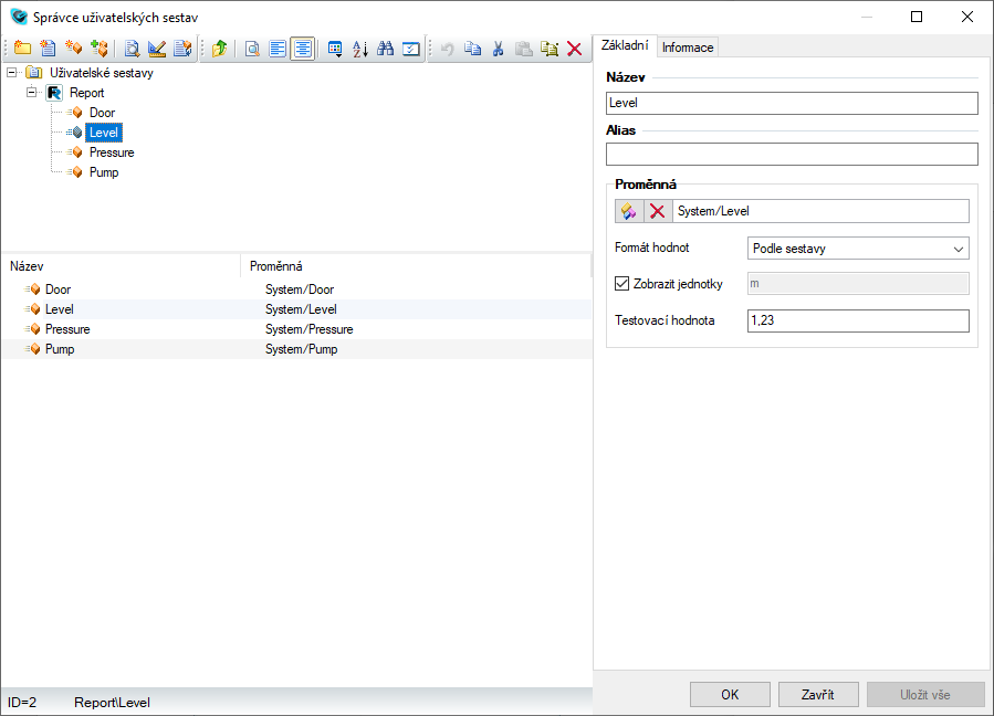 Správce uživatelských sestav, Reliance SCADA