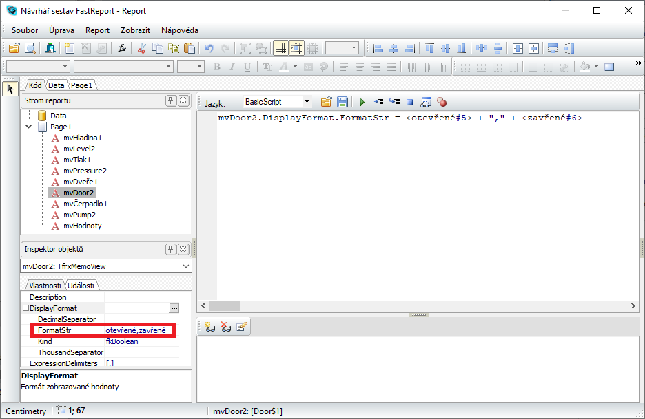 Návrhář sestav FastReport, Reliance SCADA