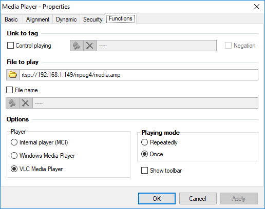 Media Player Component, Reliance SCADA