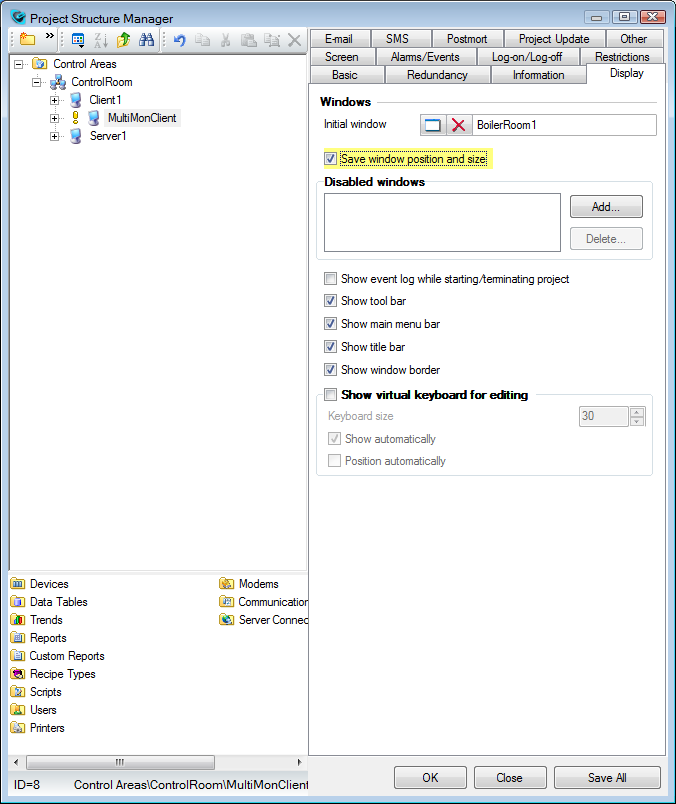 Reliance SCADA – Project Structure Manager, Display page