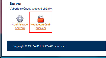 Přepínání mezi nezabezpečeným a zabezpečeným připojením