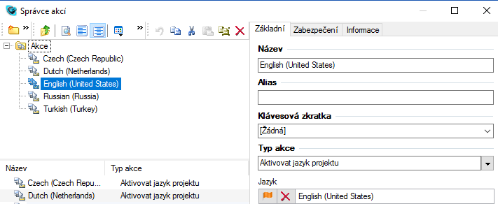 Reliance SCADA – Správce akcí