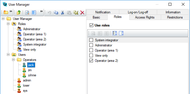 User Manager – Roles