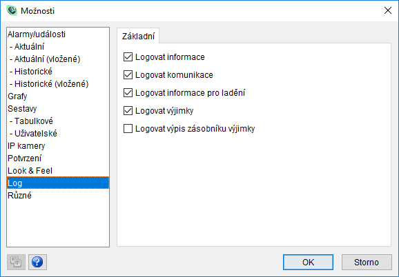 Reliance SCADA, Možnosti logování ve webovém klientovi