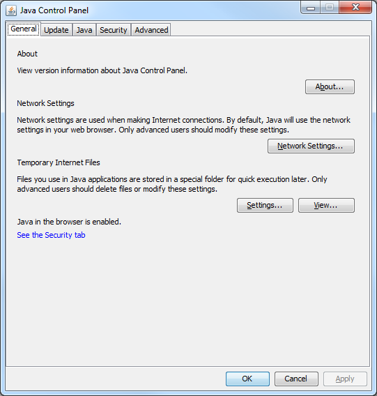 Java Control Panel